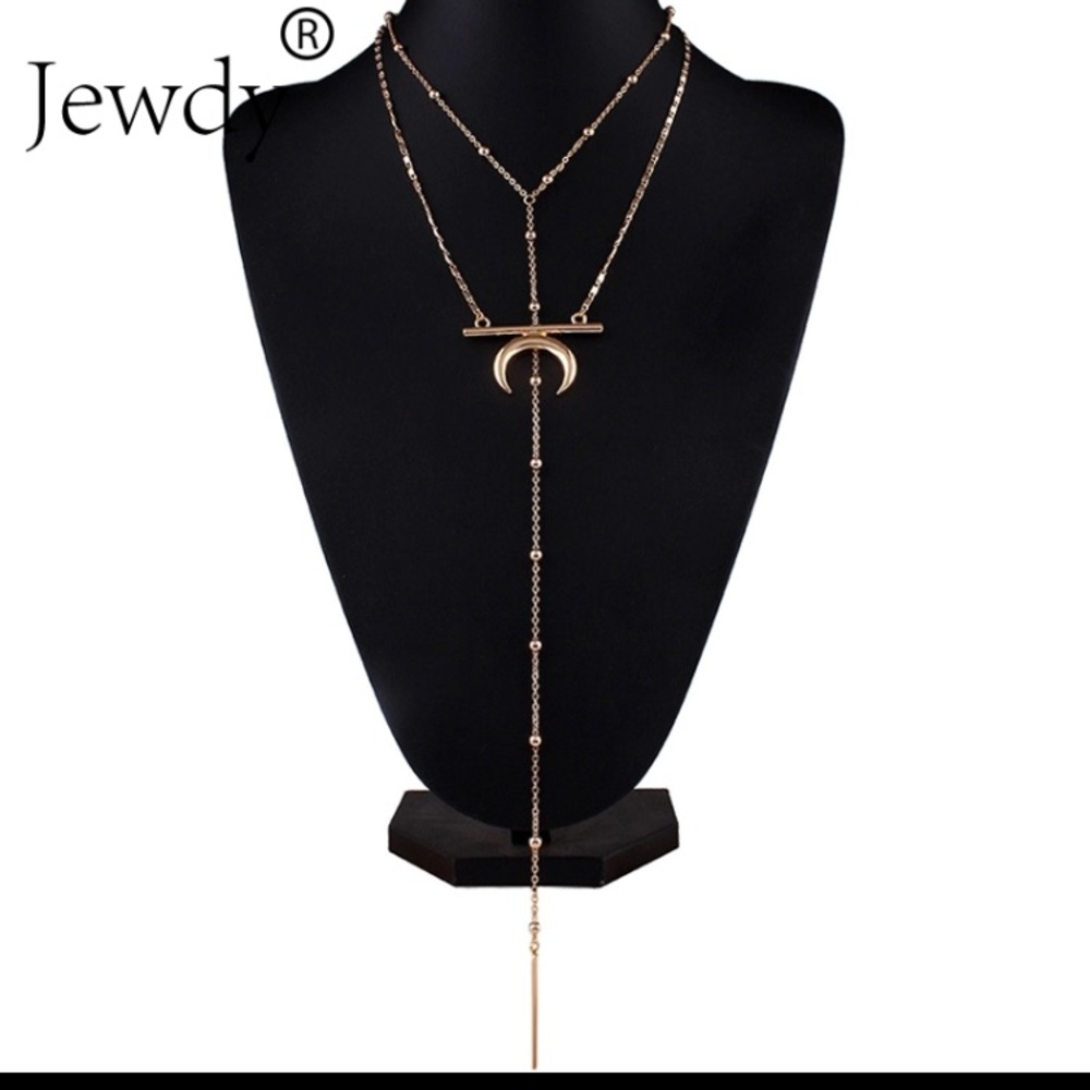 ‘Mykonos’ Gold boho crescent layered necklace - Picture 2 of 3